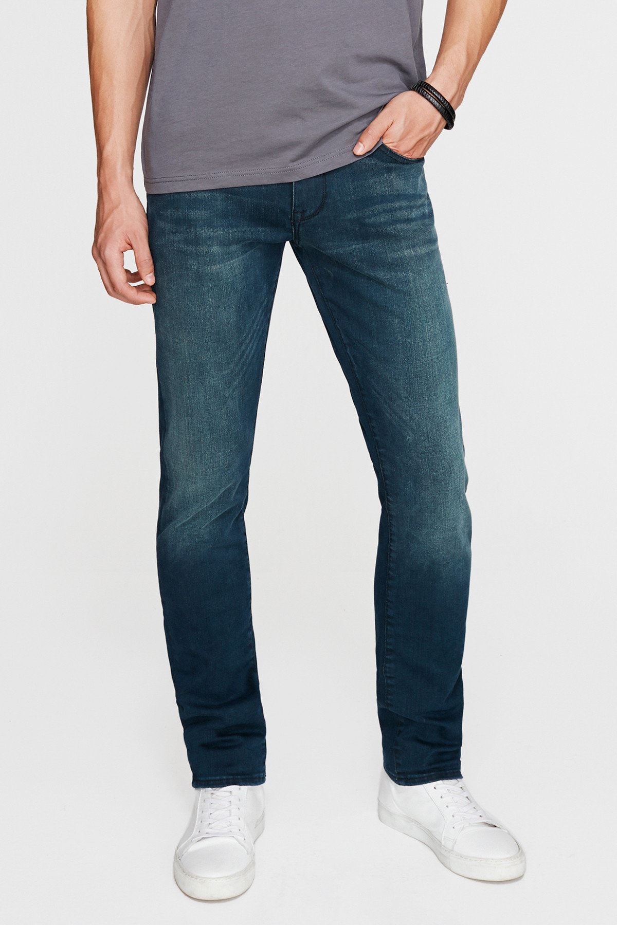 Erkek Skinny Jean Jake Dark Brushed Mavi Jet Black